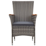 NNEVL 7 Piece Outdoor Dining Set Poly Rattan Acacia Wood Grey