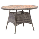 NNEVL Garden Table Grey 115x74 cm Poly Rattan and Acacia Wood