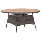 NNEVL Garden Table Grey 150x74 cm Poly Rattan and Acacia Wood