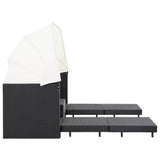 NNEVL Extendable 3-Seater Sofa Bed with Roof Poly Rattan Black
