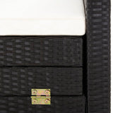 NNEVL Extendable 3-Seater Sofa Bed with Roof Poly Rattan Black