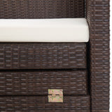NNEVL Extendable 3-Seater Sofa Bed with Roof Poly Rattan Brown