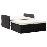 NNEVL 2 Piece Garden Lounge Set with Cushions Poly Rattan Black
