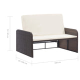 NNEVL 2 Piece Garden Lounge Set with Cushions Poly Rattan Brown