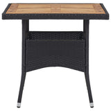 NNEVL 5 Piece Outdoor Dining Set Black Poly Rattan and Acacia Wood