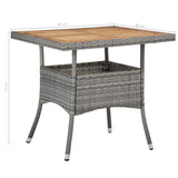 NNEVL 5 Piece Outdoor Dining Set Grey Poly Rattan and Acacia Wood