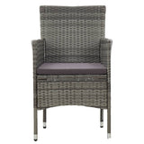 NNEVL 5 Piece Outdoor Dining Set Grey Poly Rattan and Glass