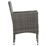 NNEVL 5 Piece Outdoor Dining Set Grey Poly Rattan and Glass