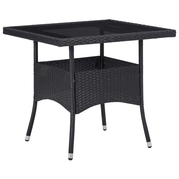 NNEVL Outdoor Dining Table Black Poly Rattan and Glass