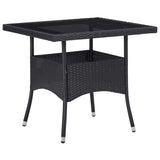 NNEVL Outdoor Dining Table Black Poly Rattan and Glass