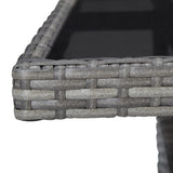 NNEVL Outdoor Dining Table Grey Poly Rattan and Glass