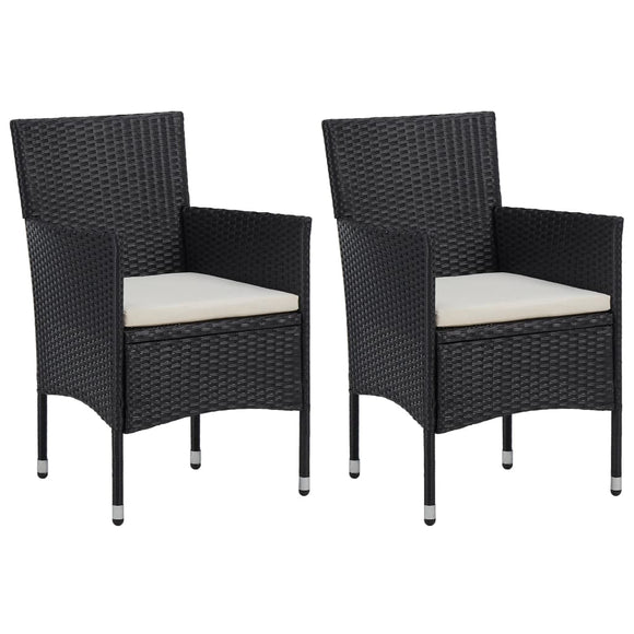NNEVL Garden Dining Chairs 2pcs Poly Rattan Black