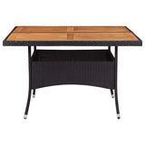 NNEVL Outdoor Dining Table Black Poly Rattan and Solid Acacia Wood