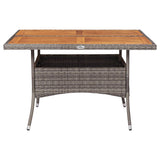 NNEVL Outdoor Dining Table Grey Poly Rattan and Solid Acacia Wood
