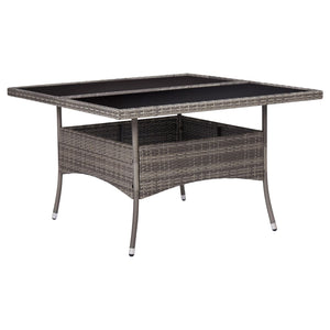 NNEVL Outdoor Dining Table Grey Poly Rattan and Glass