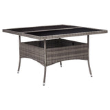 NNEVL Outdoor Dining Table Grey Poly Rattan and Glass