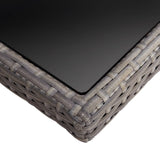 NNEVL Outdoor Dining Table Grey Poly Rattan and Glass