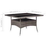 NNEVL Outdoor Dining Table Grey Poly Rattan and Glass