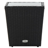 NNEVL Tea Table Black 41.5x41.5x43 cm Poly Rattan and Tempered Glass