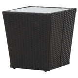 NNEVL Tea Table Black 41.5x41.5x43 cm Poly Rattan and Tempered Glass