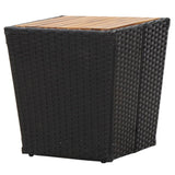 NNEVL Tea Table Black 41.5x41.5x43 cm Poly Rattan and Solid Acacia Wood