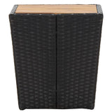 NNEVL Tea Table Black 41.5x41.5x43 cm Poly Rattan and Solid Acacia Wood