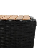 NNEVL Tea Table Black 41.5x41.5x43 cm Poly Rattan and Solid Acacia Wood