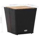 NNEVL Tea Table Black 41.5x41.5x43 cm Poly Rattan and Solid Acacia Wood