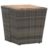 NNEVL Tea Table Grey 41.5x41.5x43 cm Poly Rattan and Solid Acacia Wood