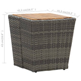 NNEVL Tea Table Grey 41.5x41.5x43 cm Poly Rattan and Solid Acacia Wood