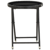 NNEVL Tea Table Black 60 cm Poly Rattan and Tempered Glass