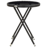 NNEVL Tea Table Black 60 cm Poly Rattan and Tempered Glass