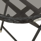 NNEVL Tea Table Black 60 cm Poly Rattan and Tempered Glass