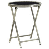 NNEVL Tea Table Grey 60 cm Poly Rattan and Tempered Glass