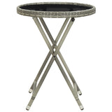 NNEVL Tea Table Grey 60 cm Poly Rattan and Tempered Glass