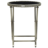 NNEVL Tea Table Grey 60 cm Poly Rattan and Tempered Glass