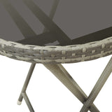 NNEVL Tea Table Grey 60 cm Poly Rattan and Tempered Glass