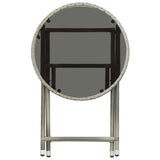 NNEVL Tea Table Grey 60 cm Poly Rattan and Tempered Glass