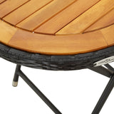 NNEVL Tea Table Black 60 cm Poly Rattan and Solid Acacia Wood