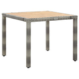 NNEVL 5 Piece Outdoor Dining Set Poly Rattan and Acacia Wood Grey