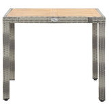 NNEVL 5 Piece Outdoor Dining Set Poly Rattan and Acacia Wood Grey