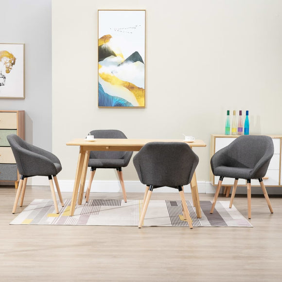 NNEVL Dining Chairs 4 pcs Dark Grey Fabric