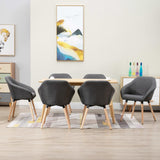 NNEVL Dining Chairs 6 pcs Dark Grey Fabric