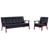 NNEVL Sofa Set 2 Piece Black Faux Leather
