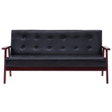 NNEVL Sofa Set 2 Piece Black Faux Leather