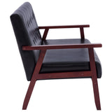NNEVL Sofa Set 2 Piece Black Faux Leather