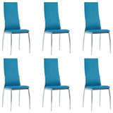 NNEVL Dining Chairs 6 pcs Blue Faux Leather