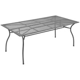 NNEVL Garden Table Grey 190x90x75 cm Poly Rattan and Solid Acacia Wood