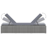 NNEVL Sun Lounger with Cushion Poly Rattan Grey