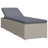NNEVL 3 Piece Garden Sun Lounger Set Poly Rattan Grey